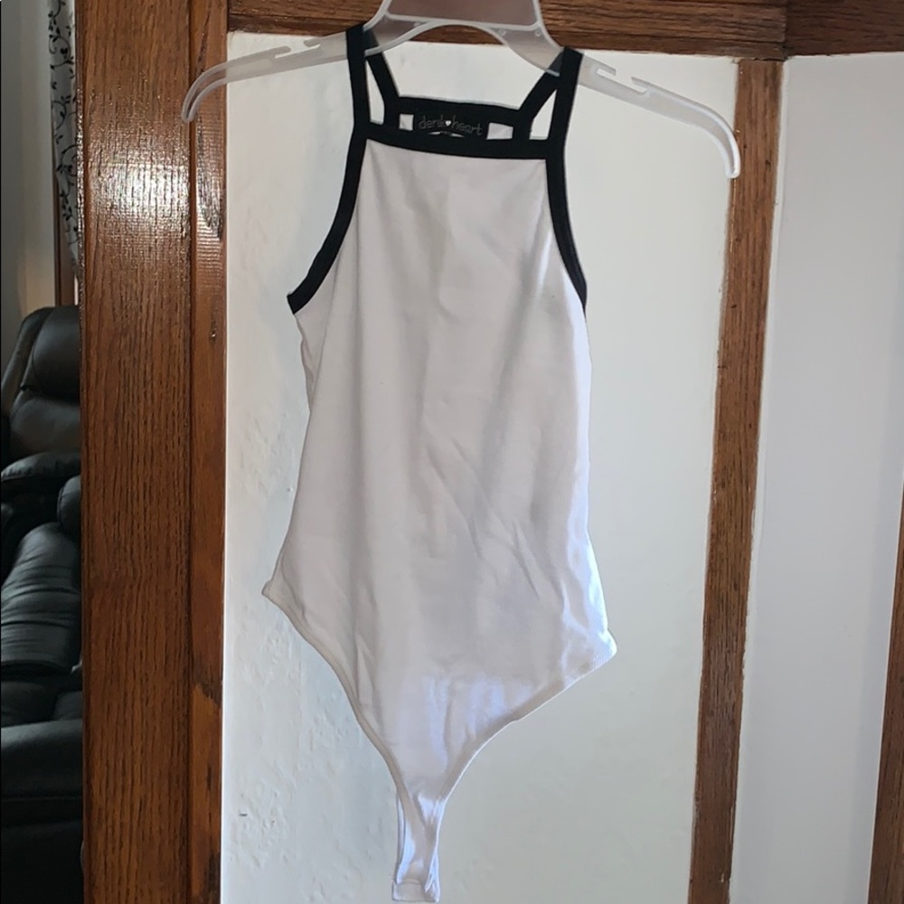 HALTER RIB BODYSUIT WHITE